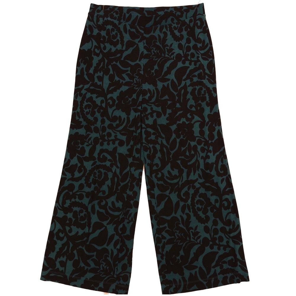 Chico's Travelers Wide Leg Pants Size 2 (L) Women Flocked Damask Cropped